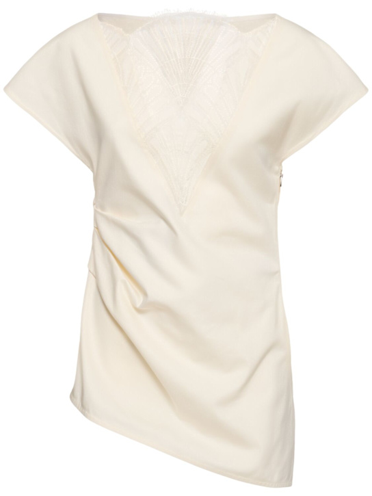 JW Anderson: Asymmetric draped cotton top - Ivory - women_0 | Luisa Via Roma