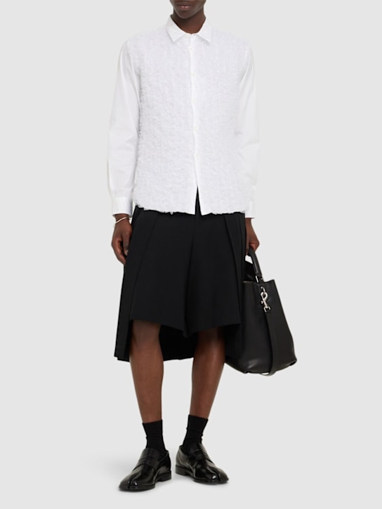 Comme des Garçons Homme Plus: Cotton shirt / ruffled tulle placket - men_1 | Luisa Via Roma