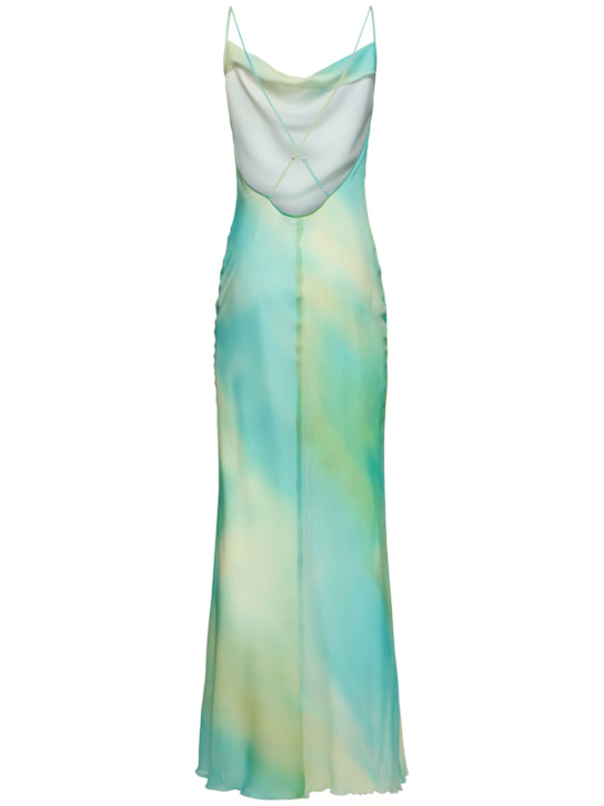 Mvp Wardrobe: Aurora printed silk long dress - Blue/Multi - women_3 | Luisa Via Roma