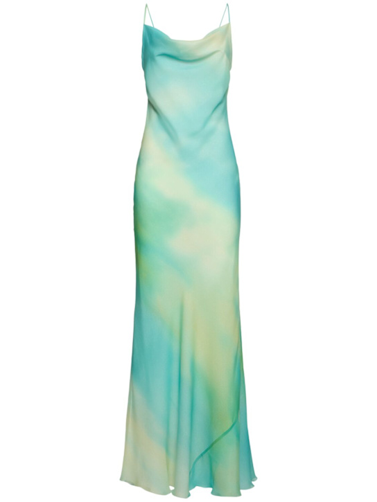 Mvp Wardrobe: Aurora printed silk long dress - Blue/Multi - women_0 | Luisa Via Roma