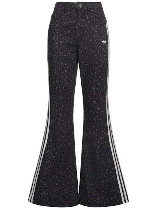 adidas Originals: Leopard print denim flared pants - women_0 | Luisa Via Roma
