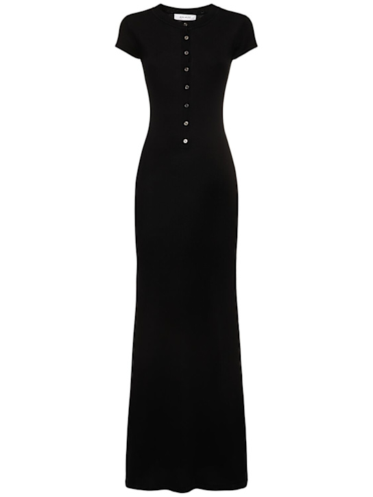 Aya Muse: Buttoned silk & viscose knit long dress - women_0 | Luisa Via Roma