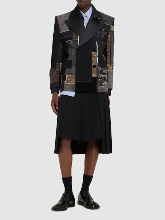 JUNYA WATANABE: Cotton denim patchwork blazer - men_1 | Luisa Via Roma