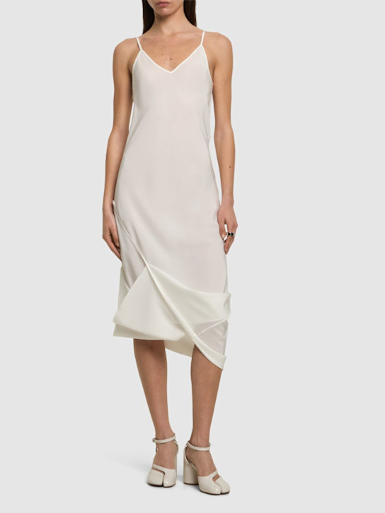 MM6 Maison Margiela: Silk crepe mini dress - White - women_1 | Luisa Via Roma