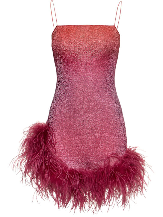 Oséree Swimwear: Vestito Lumiere in lurex / piume - Multi/Fucsia - women_0 | Luisa Via Roma