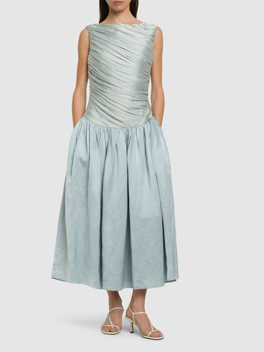 Abadia: Ora sleeveless draped dress - Light Blue - women_1 | Luisa Via Roma