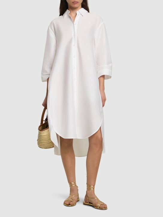 Max Mara: Sella cotton blend poplin midi dress - women_1 | Luisa Via Roma