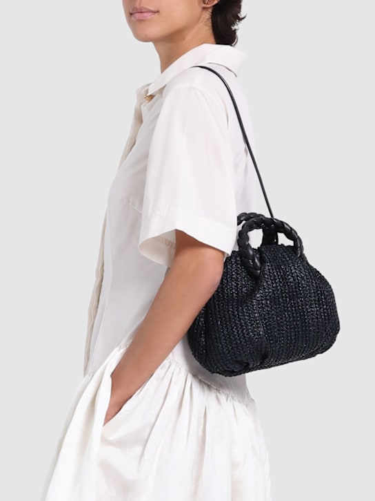 Hereu: Medium Bombon raffia top handle bag - Black - women_2 | Luisa Via Roma