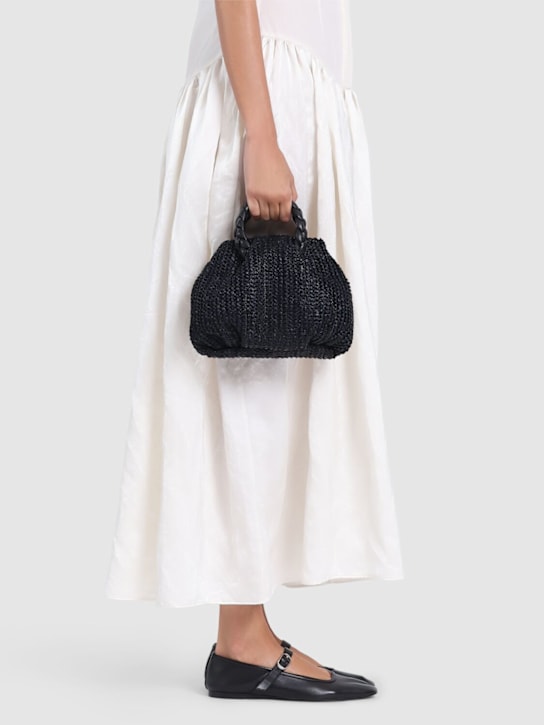 Hereu: Medium Bombon raffia top handle bag - Black - women_1 | Luisa Via Roma