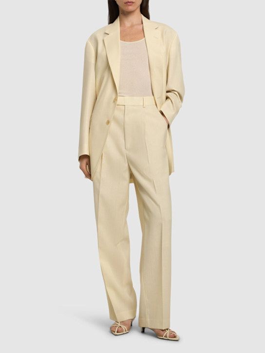 Auralee: Wool & mohair tuck pants - Ivory - women_1 | Luisa Via Roma