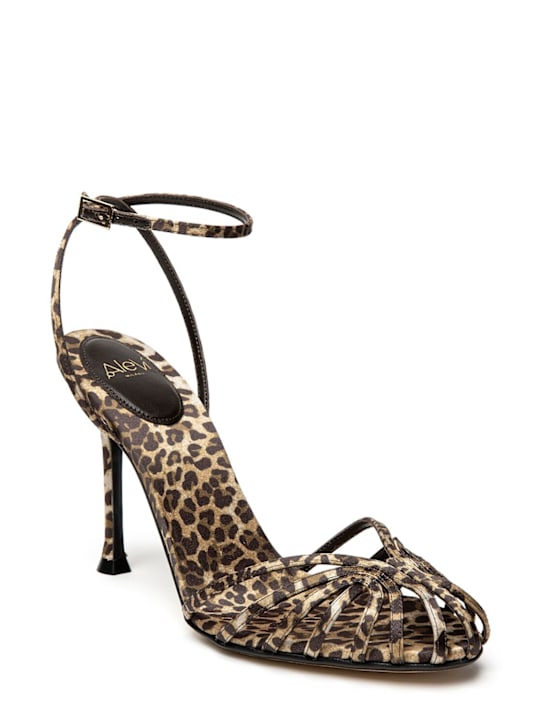 Alevì: 95mm Ally leopard print satin pumps - women_1 | Luisa Via Roma