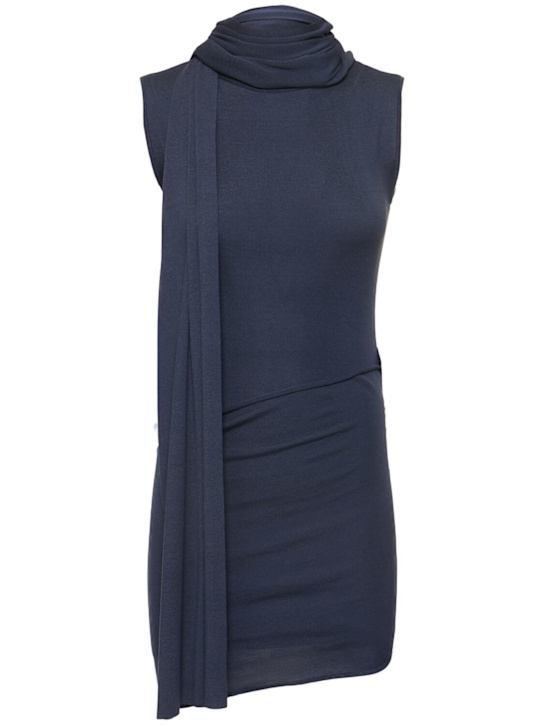 Aya Muse: Silk & viscose knit mini dress - Navy - women_0 | Luisa Via Roma