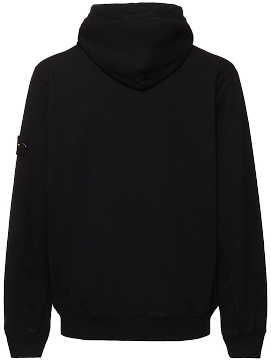 Stone Island: Cotton zip hoodie - Black - men_3 | Luisa Via Roma
