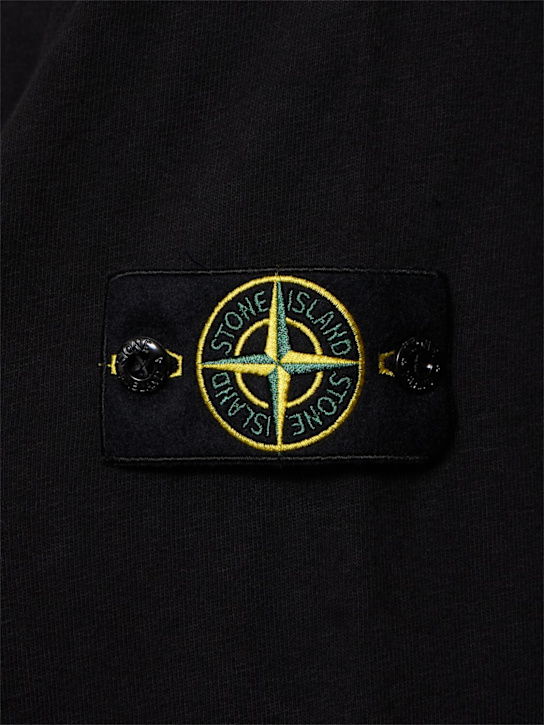 Stone Island: Cotton zip hoodie - Black - men_4 | Luisa Via Roma