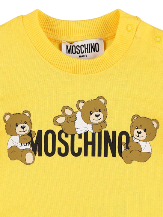 Moschino: プリント入りジャージーTシャツ＆ショートパンツ - kids-girls_1 | Luisa Via Roma