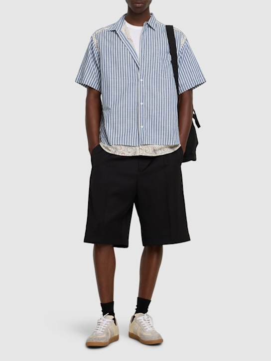 Comme des Garçons Homme: Cotton striped layered shirt - men_1 | Luisa Via Roma