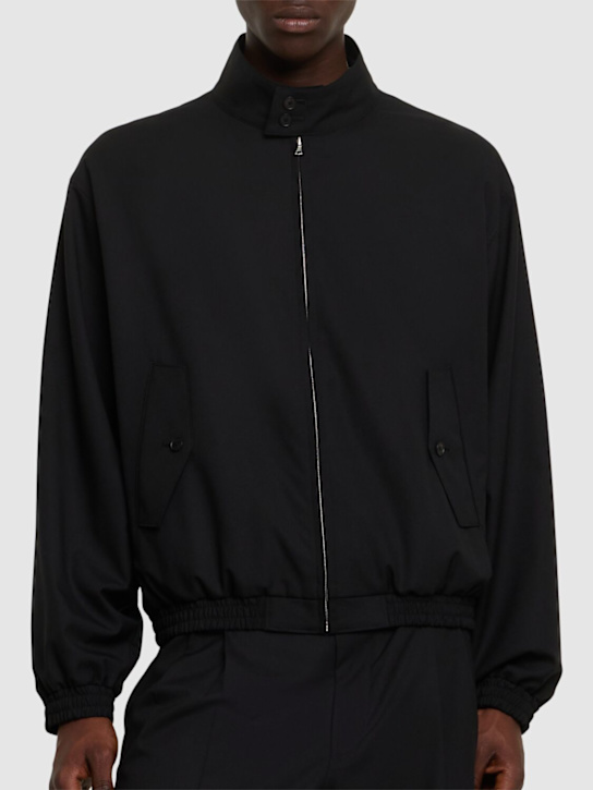 Auralee: Super fine tropical wool zip jacket - Black - men_2 | Luisa Via Roma