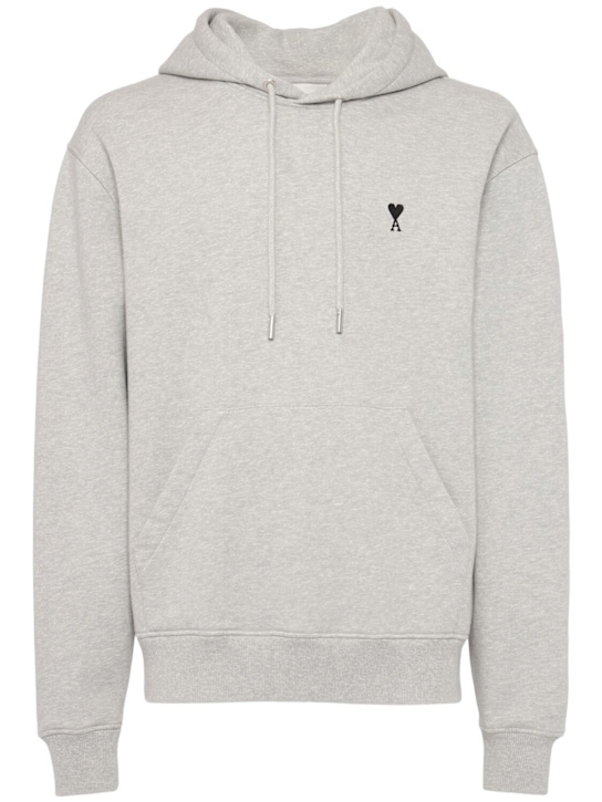 AMI Paris: Cotton logo sweatshirt hoodie - men_0 | Luisa Via Roma