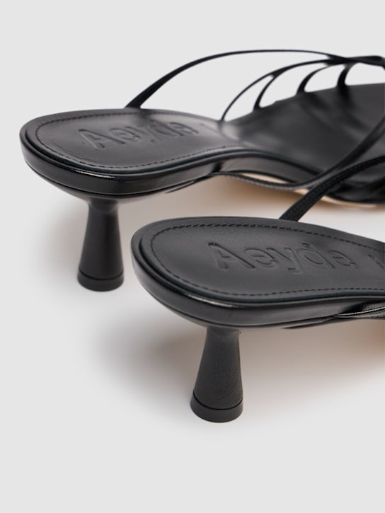 Aeyde: 55mm Abby Napa leather sandals - Black - women_4 | Luisa Via Roma