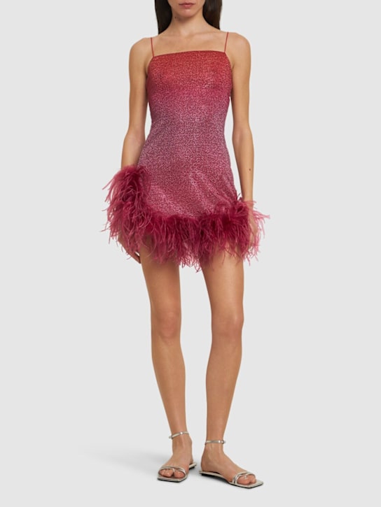 Oséree Swimwear: Vestito Lumiere in lurex / piume - Multi/Fucsia - women_1 | Luisa Via Roma