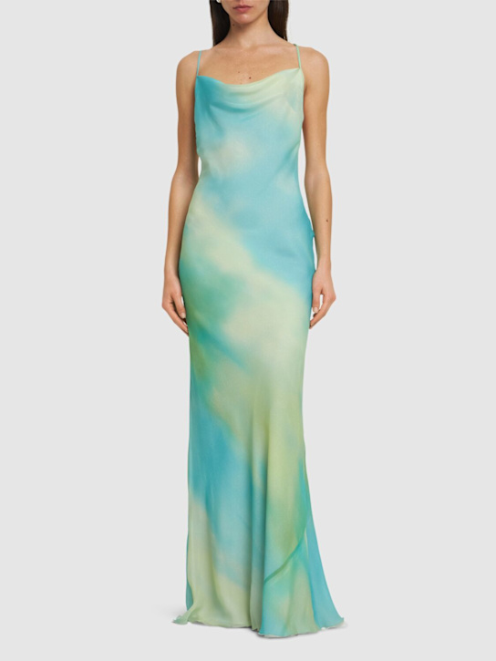 Mvp Wardrobe: Aurora printed silk long dress - Blue/Multi - women_1 | Luisa Via Roma