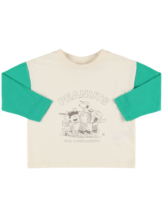 The Campamento: コットンジャージーTシャツ - ホワイト/グリーン - kids-girls_0 | Luisa Via Roma