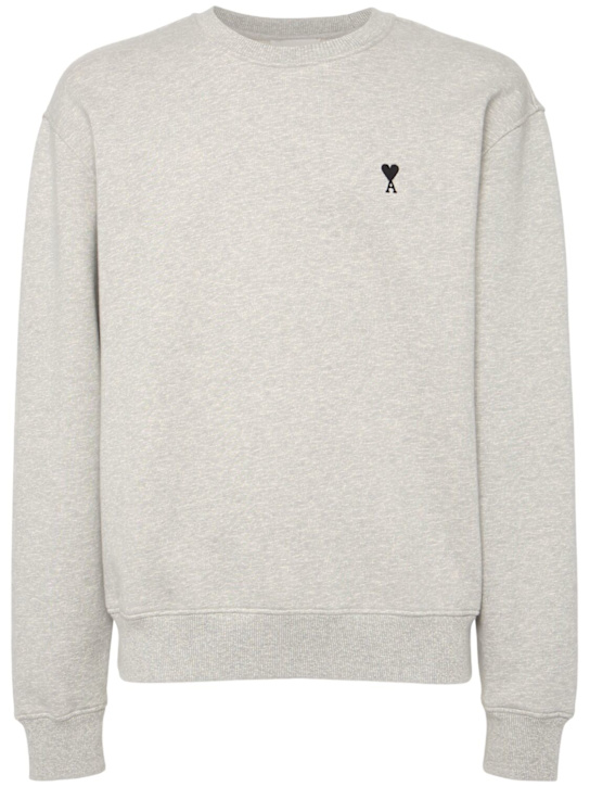 AMI Paris: Cotton logo crewneck sweatshirt - men_0 | Luisa Via Roma