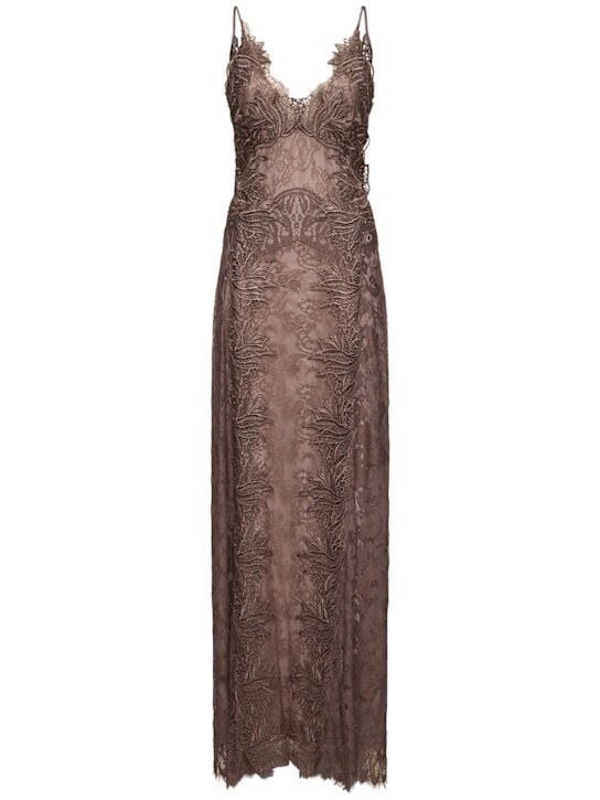 Alberta Ferretti: Cotton blend lace long dress - women_0 | Luisa Via Roma