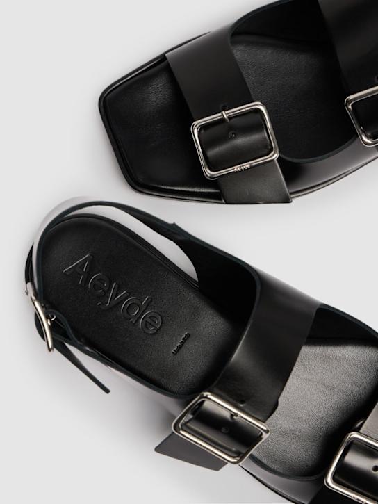 Aeyde: 10mm Thekla leather sandals - Black - women_3 | Luisa Via Roma