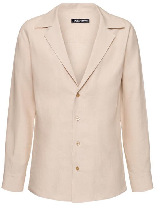 Dolce&Gabbana: Long sleeve linen shirt - men_0 | Luisa Via Roma