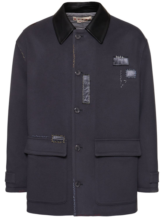 Marni: Relaxed fit light wool parka - Dark Ash - men_0 | Luisa Via Roma