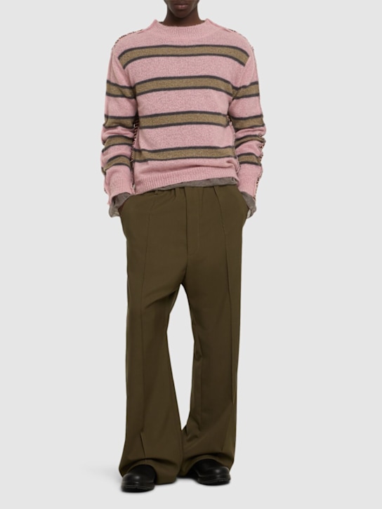 Marni: Mixed striped roundneck sweater - Pink Soft - men_1 | Luisa Via Roma