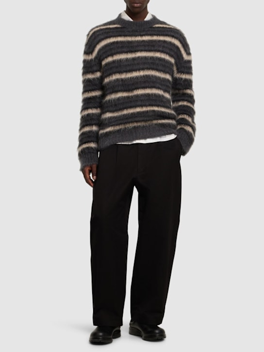 Marni: Fuzzy iconic brushed stripe sweater - men_1 | Luisa Via Roma