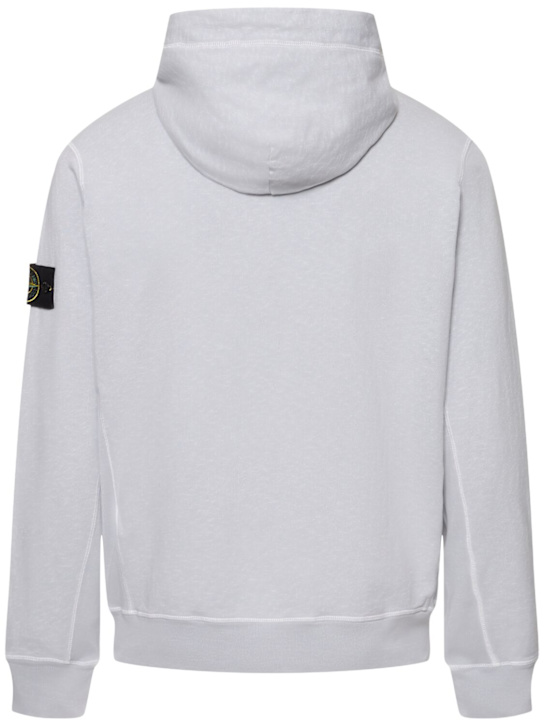 Stone Island: Cotton zip hoodie - Pearl Grey - men_3 | Luisa Via Roma