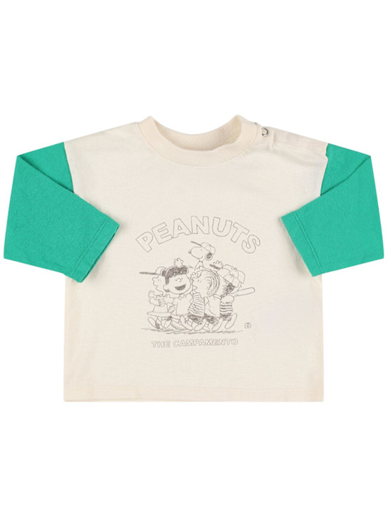 The Campamento: コットンジャージーTシャツ - ホワイト/グリーン - kids-girls_0 | Luisa Via Roma