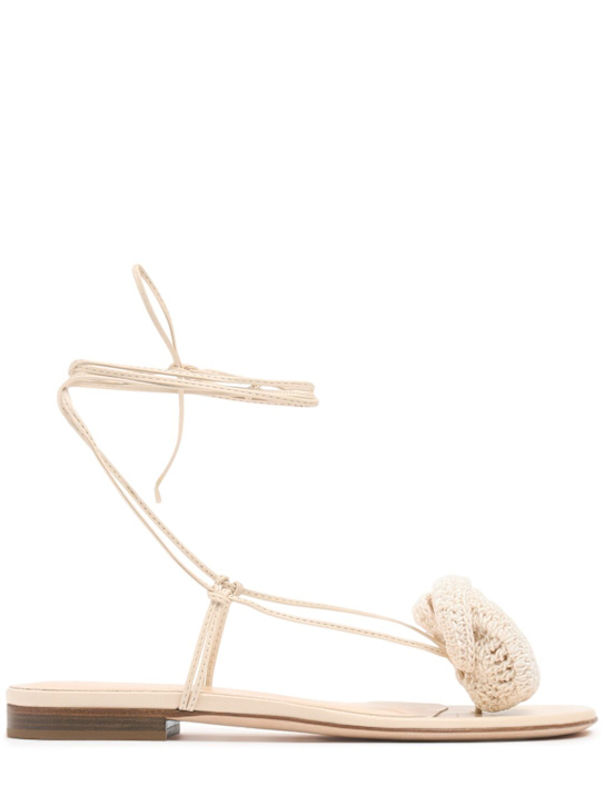 Magda Butrym: 10mm Leather flat sandals - Cream - women_0 | Luisa Via Roma