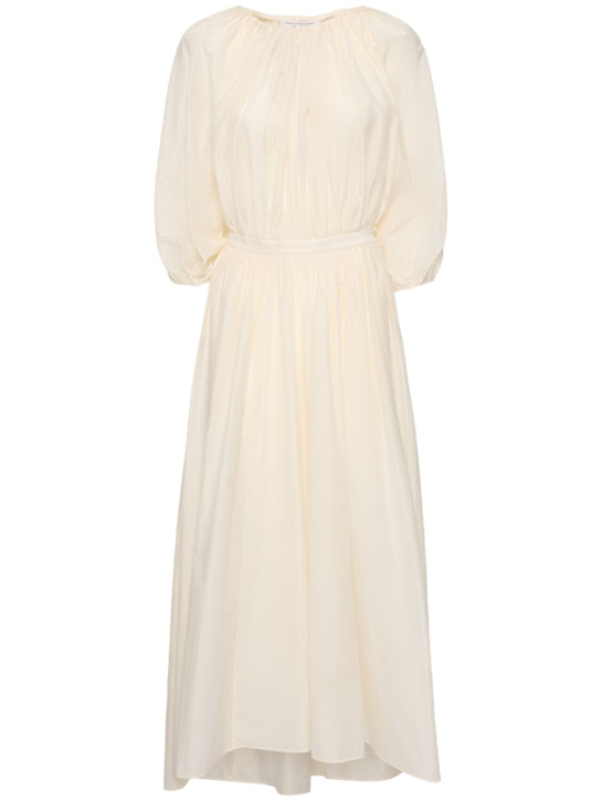 Draped cotton blend midi dress - Thumbnail 1