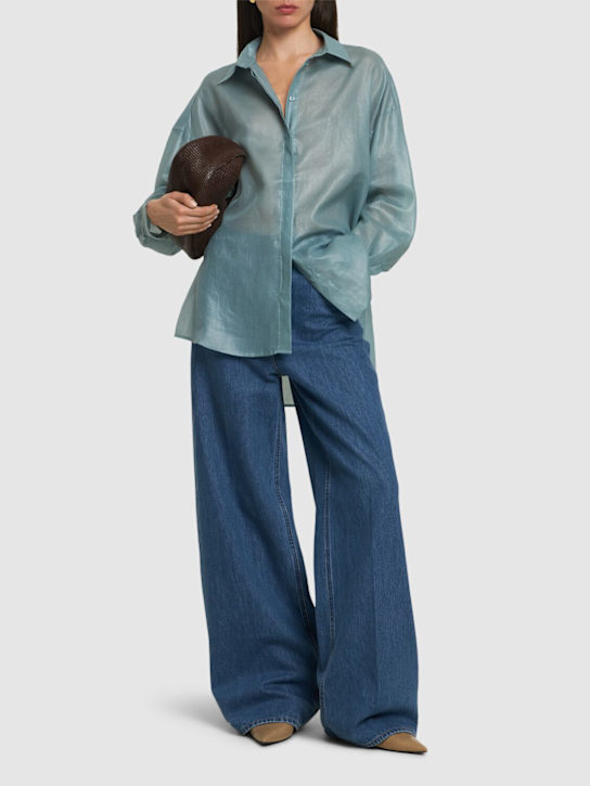 Abadia: Oversized organza shirt - Light Blue - women_1 | Luisa Via Roma