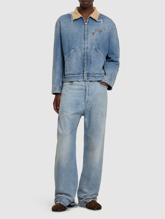 Maison Margiela: Cotton denim workwear zip jacket - men_1 | Luisa Via Roma