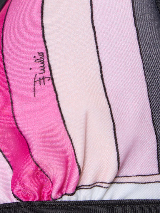 Pucci: Printed lycra triangle bikini top - Black/Fuchsia - women_3 | Luisa Via Roma