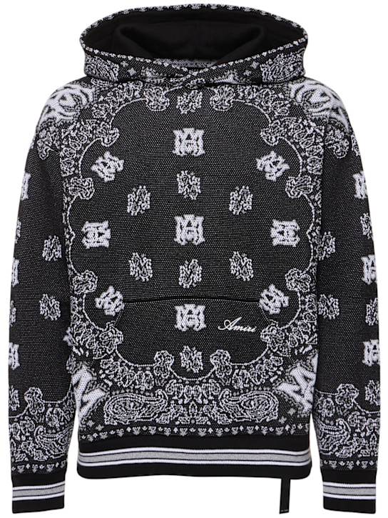 Amiri: Bandana cotton hoodie - Black/White - men_0 | Luisa Via Roma