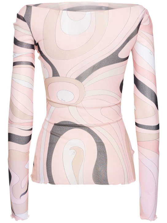 Pucci: 印花薄纱长袖上衣 - 裸色/多色 - women_3 | Luisa Via Roma