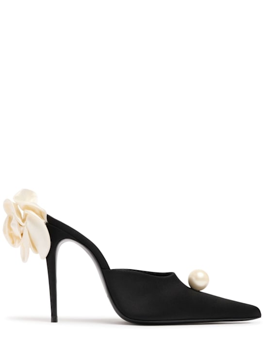 Magda Butrym: 110mm Flower satin mules - Black - women_0 | Luisa Via Roma
