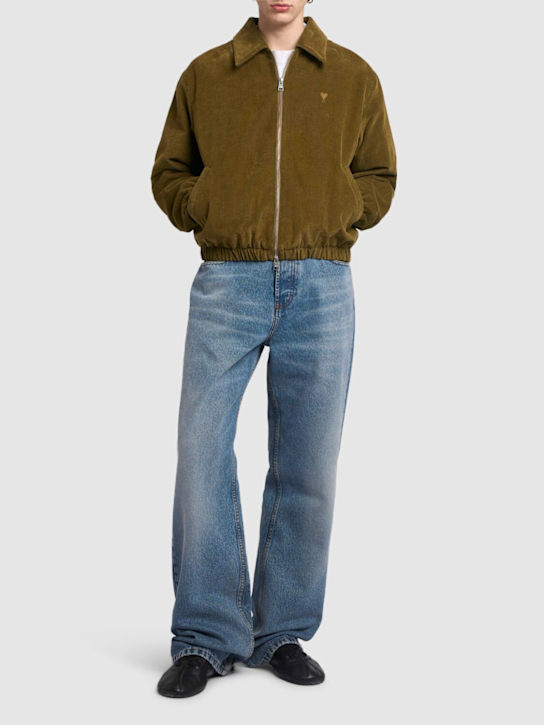 AMI Paris: Canvas corduroy zip jacket - men_1 | Luisa Via Roma