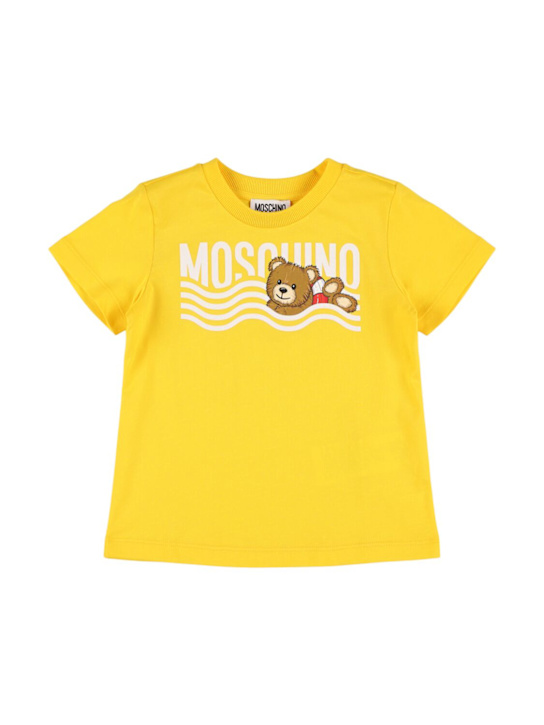 Moschino: Bedrucktes T-Shirt aus Baumwolljersey - Gelb - kids-boys_0 | Luisa Via Roma