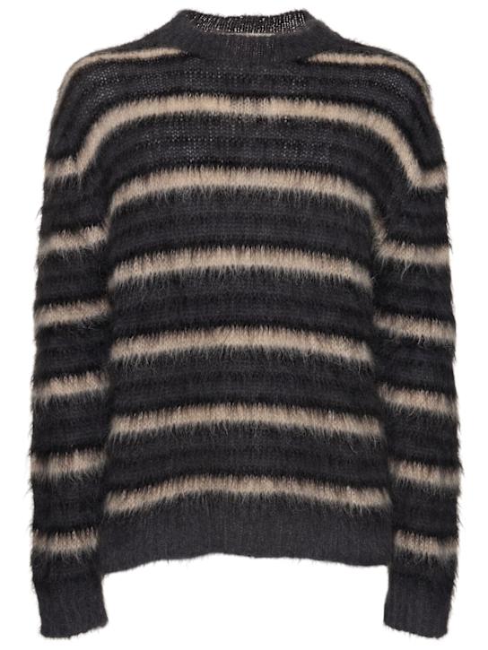 Marni: Fuzzy iconic brushed stripe sweater - men_0 | Luisa Via Roma