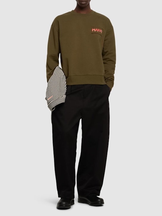 Marni: Logo crewneck sweatshirt - Green - men_1 | Luisa Via Roma