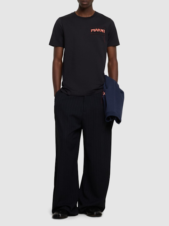 Marni: T-Shirt aus Baumwolle mit Logo - Schwarz - men_1 | Luisa Via Roma