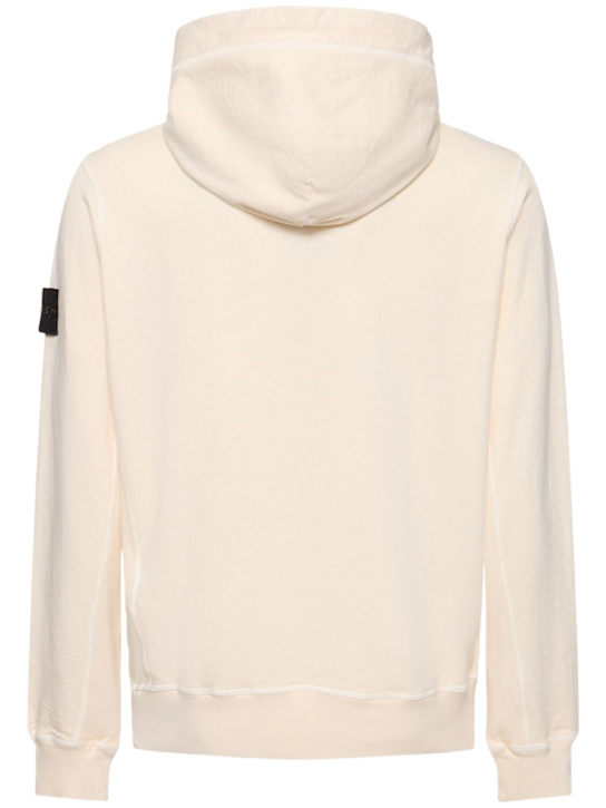 Stone Island: Cotton zip hoodie - Ivory - men_3 | Luisa Via Roma