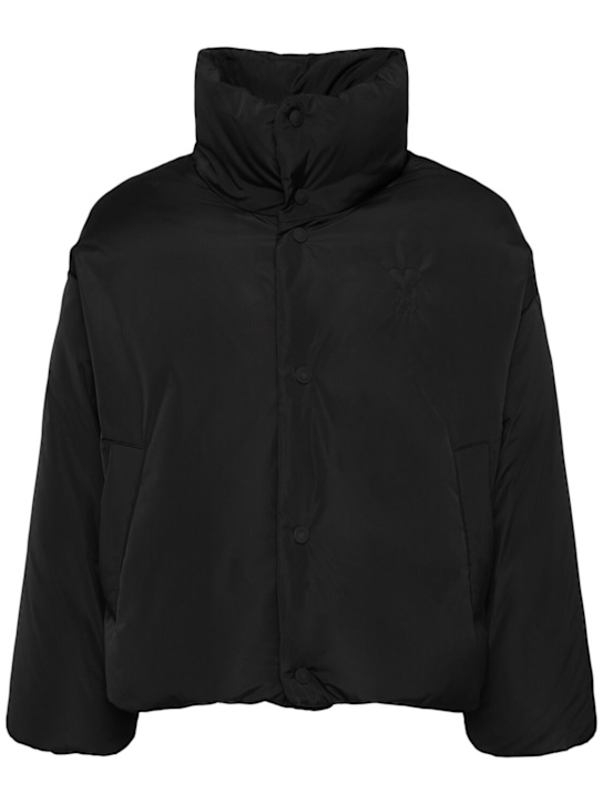AMI Paris: Cropped nylon puffer jacket - men_0 | Luisa Via Roma